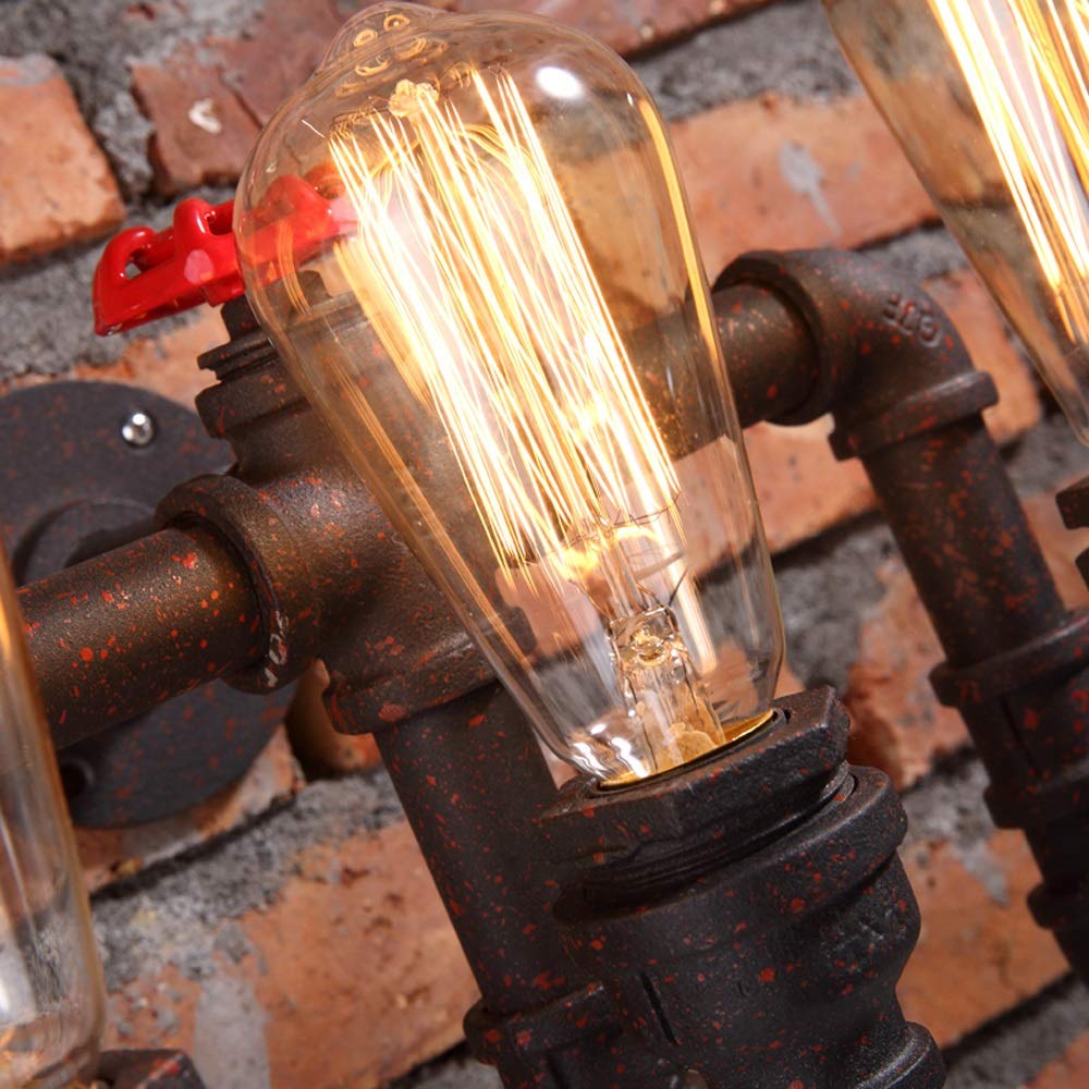 Vintage Industrial Wall Sconce - 3-Light Retro Candle Style Wall Mounted Lamp with Wrought Iron Finish, E27 Socket - Perfect for Balcony, Hallway, Stairs, Bar, Kitchen & Restaurant Lighting