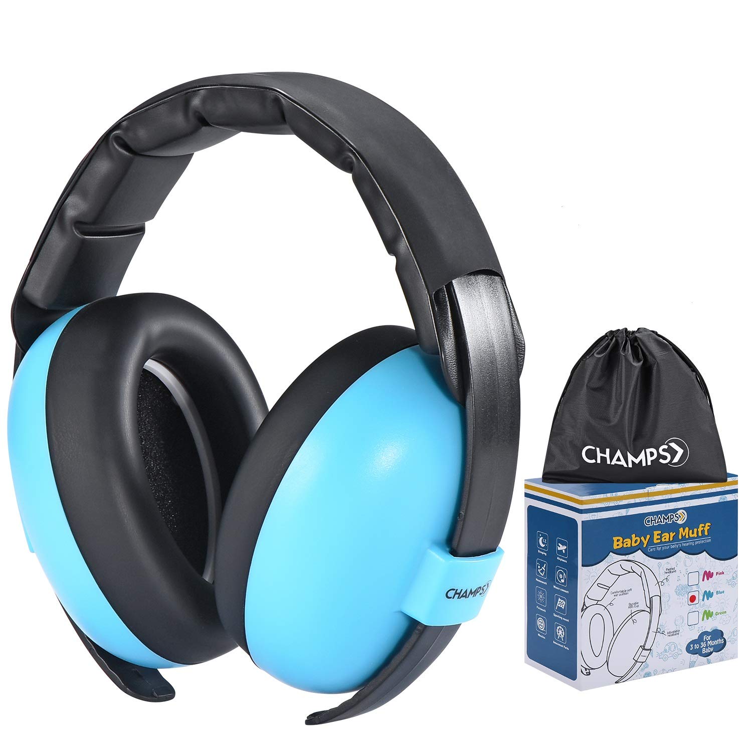 CHAMPS Baby Ear Muffs for Noise Protection - Soft Infant Headphones for Sleeping, Travel & Loud Events - Hearing Protection for Babies 0-24 Months
