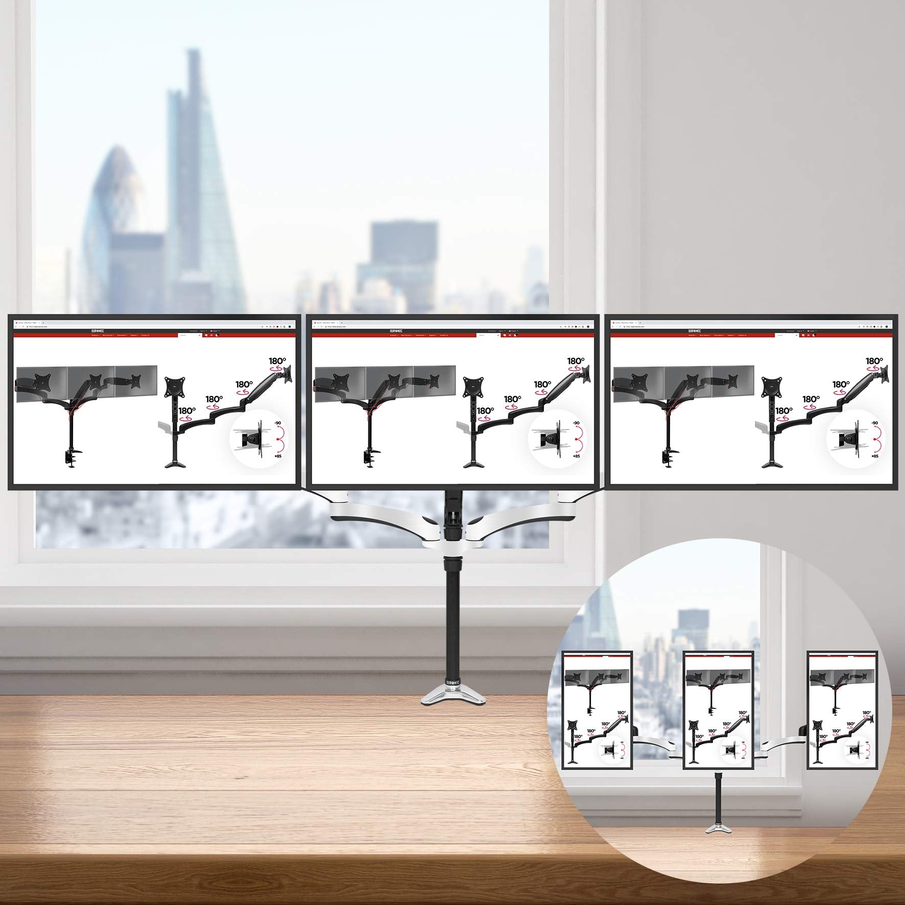 Duronic DM651X1 Single Gas Spring Monitor Arm Stand - Adjustable Height, Black | VESA 75/100 Mount for 13-27