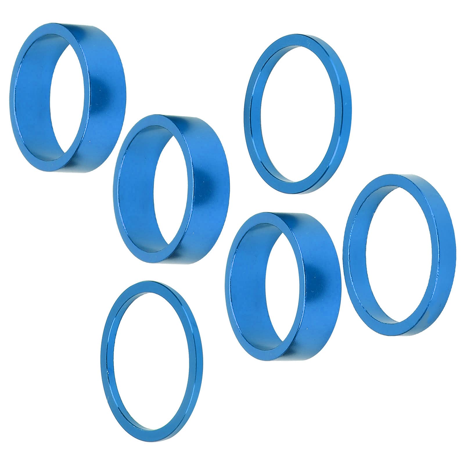 Dilwe 6Pcs Aluminum Alloy Bicycle Headset Spacers - Handlebar Stem Spacers for Mountain Bike (Blue) | Perfect for Bike Maintenance & Customization