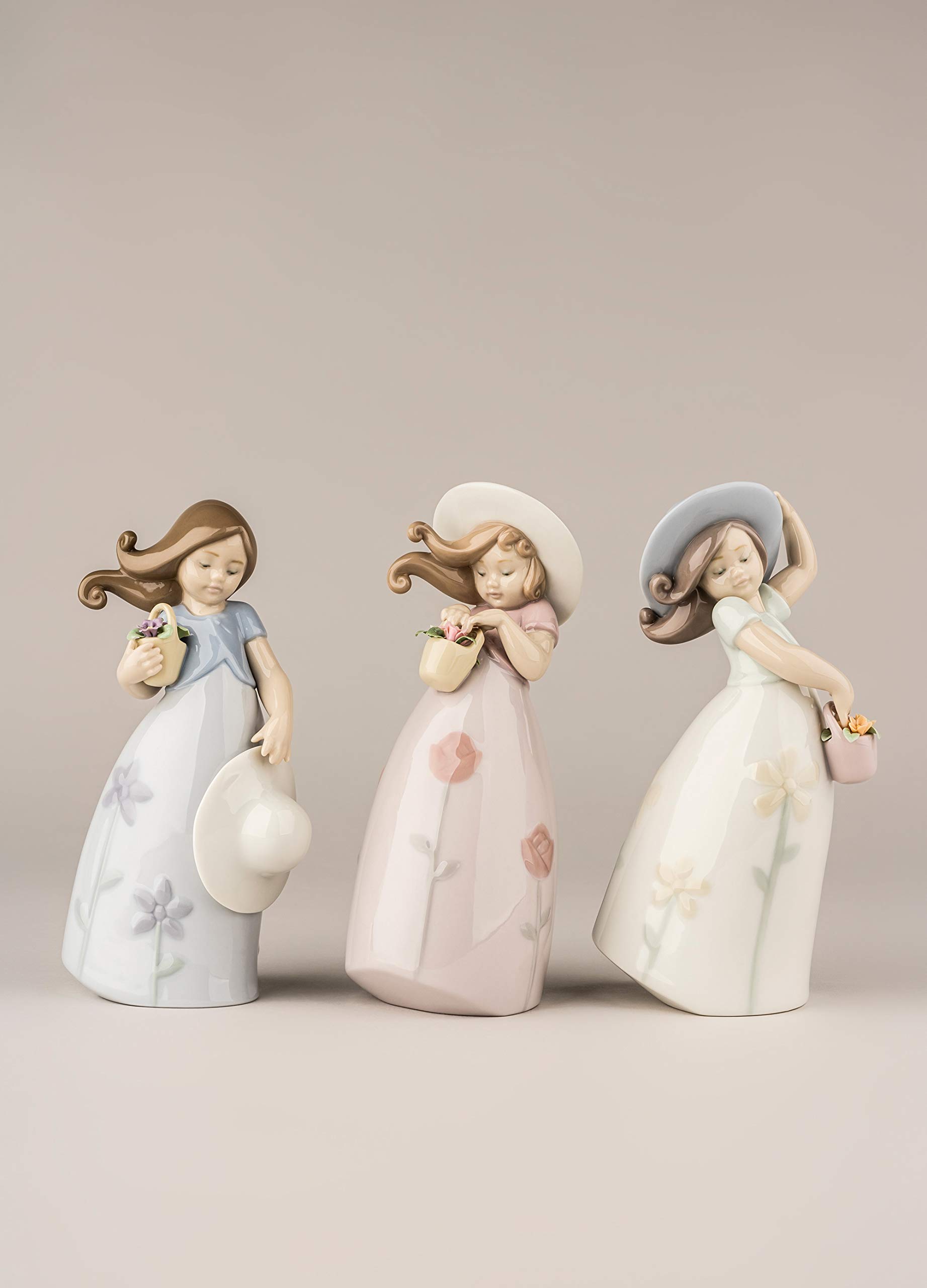 LLADRÓ Little Violet Girl Porcelain Figurine - Elegant Collectible Home Decor for Living Room, Bedroom & Office Display