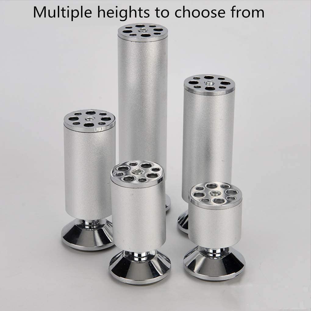 Adjustable Aluminum Alloy Furniture Legs - 4pcs Round Metal Table Legs for Sofa, Couch, Desk, Bed & Cabinets - 12cm Height Replacement Risers - Perfect for Home Office & Living Room Furniture Upgrades