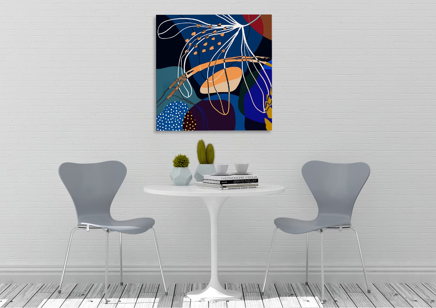 Boho Flower II - Square Wrapped Canvas Wall Art Print 20x20 Inches - Perfect for Living Room, Bedroom & Office Decor