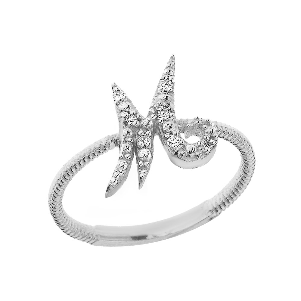 10K White Gold Diamond Initial 