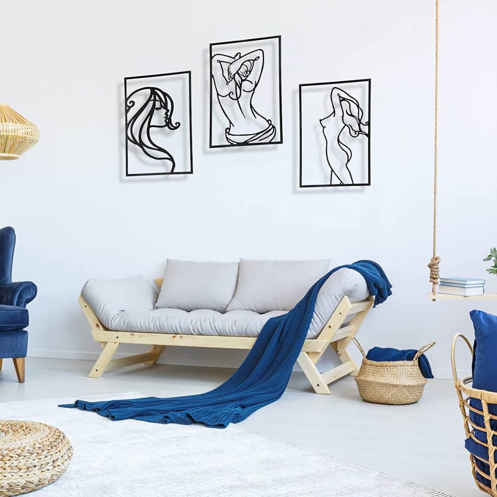 3D Metal Wall Art Decor - 3PCS Modern Silhouette Sculpture for Home, Office, Bedroom & Living Room - Elegant 3D Wall Decor for Indoor Spaces