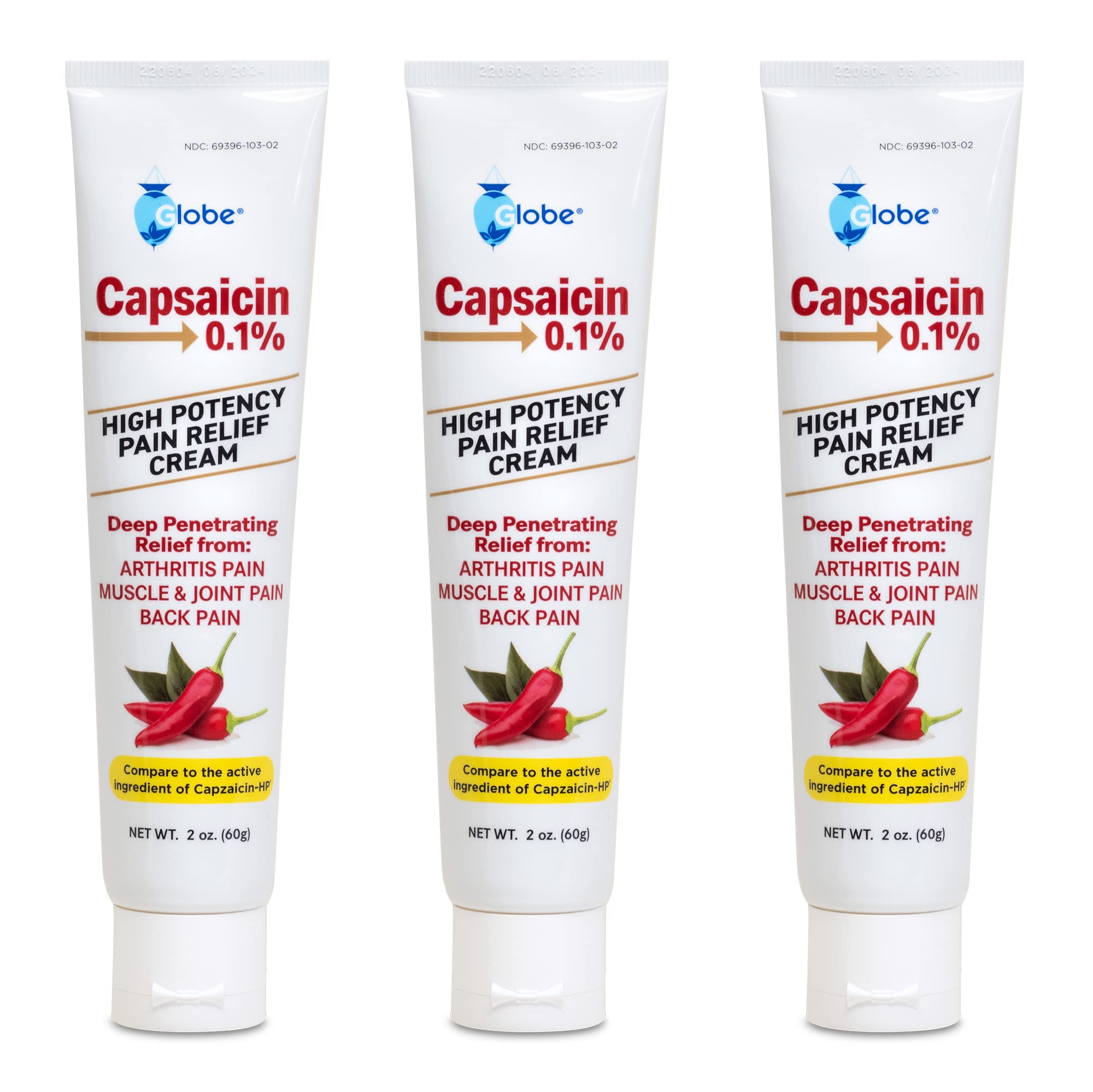 3 Pack Capsaicin 0.1% High Potency Pain Relief Cream - Unscented 2 oz for Arthritis, Muscle, Joint & Back Pain - Fast-Acting Deep Penetrating Formula for Athletes, Seniors & Active Lifestyles
