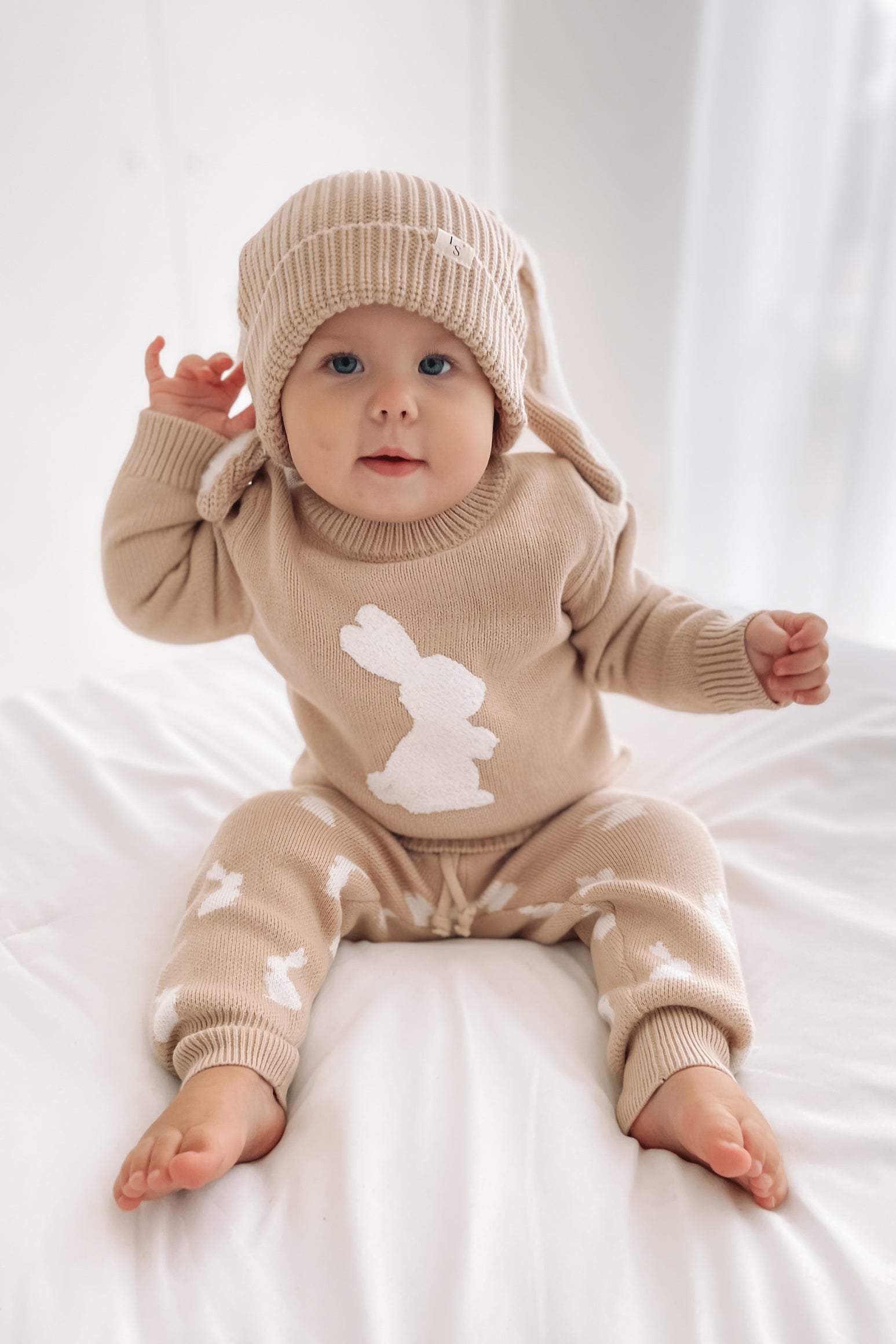 Soft Knitted Pants for Kids - Little Bunny Oat Design | Cozy & Comfortable Winter Wear for Toddlers | Perfect for Playtime, Lounging & Family Outings