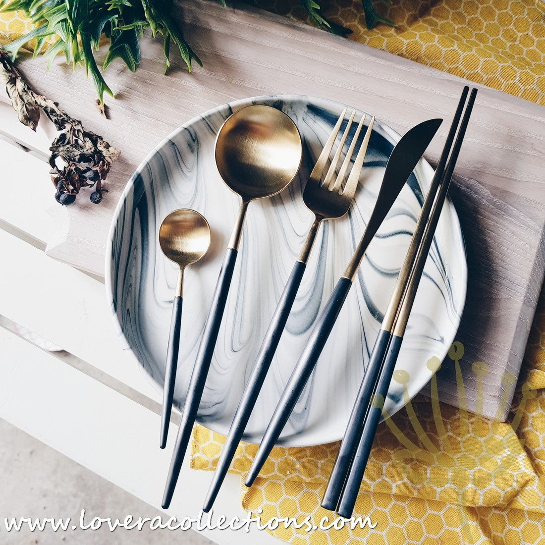 Premium Stainless Steel SS304 Gold Black Cutlery Set - Elegant Flatware for Dining, Parties & Gifts - Dishwasher Safe Luxury Silverware