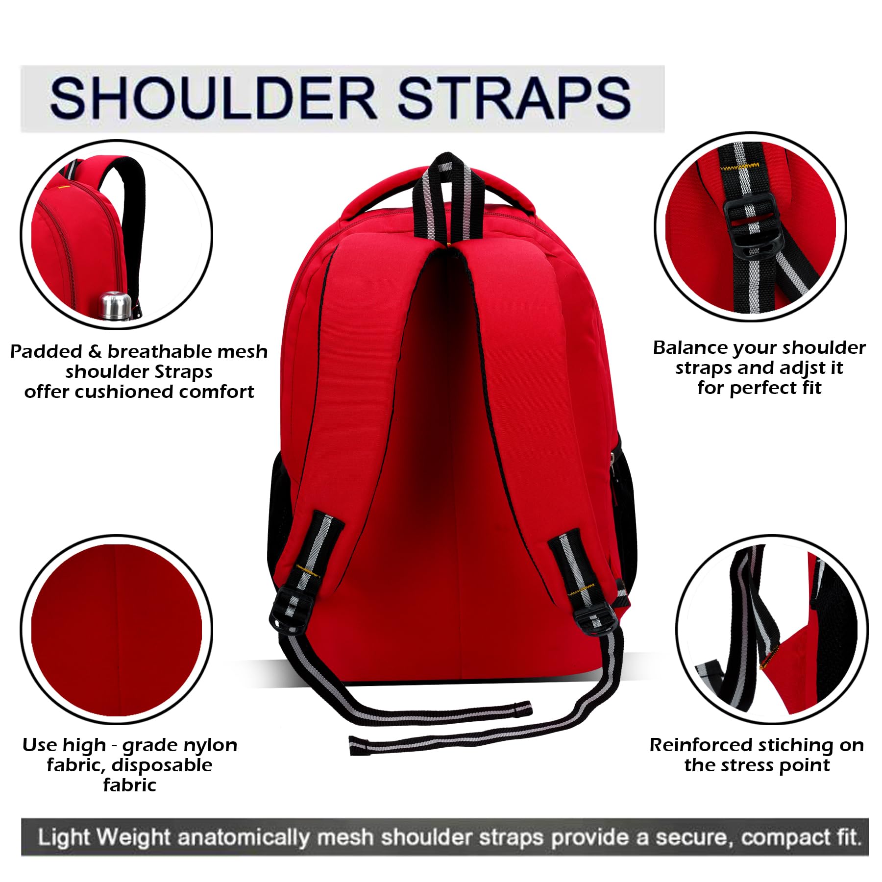FASTON Waterproof Backpack for School, College, Work & Travel - Lightweight Durable Laptop Bag for Men, Women, Teens & Students - Perfect for Daily Commute, Hiking & Outdoor Activities (Red)