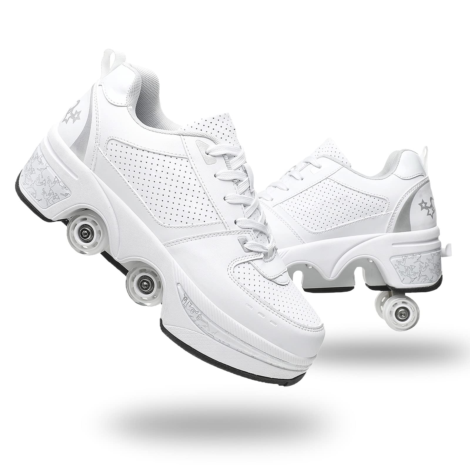Women's & Kids' Convertible Roller Skate Shoes - 4-Wheel Outdoor Skating Sneakers for Girls & Boys | Perfect for Park, Rink & Street Skating