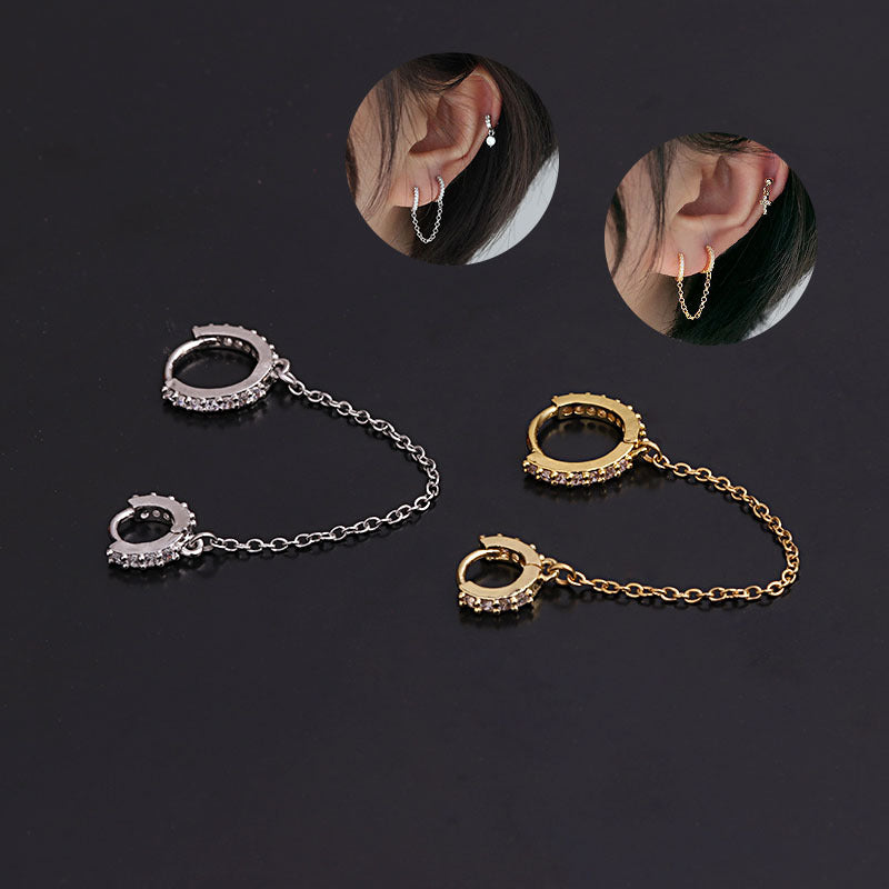 18K Gold Cartilage Huggie Hoop Earrings for Upper Lobe - Two Hole Piercing Jewelry | HSPJ274 | Perfect for Everyday Wear, Date Night & Special Occasions