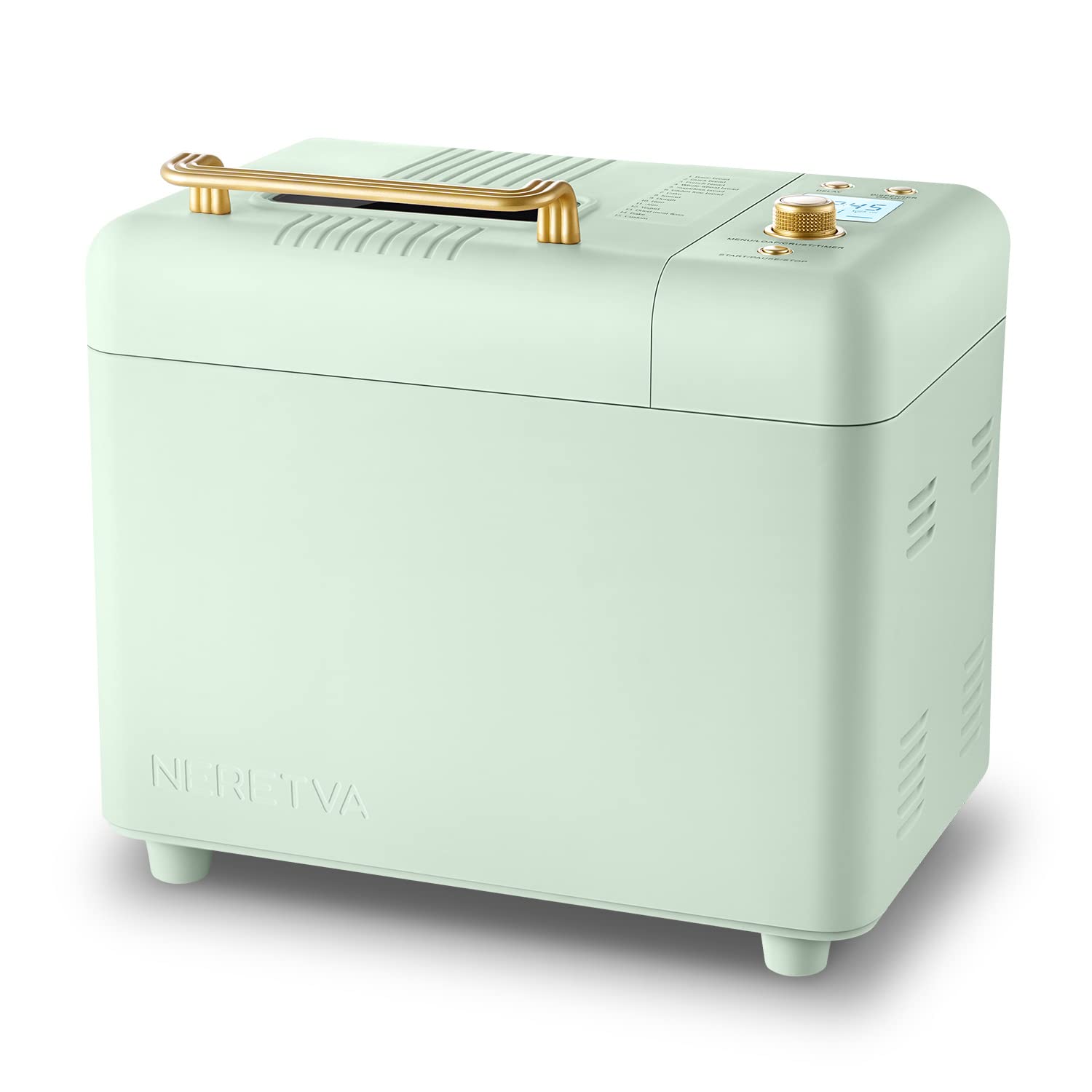 Neretva 2LB Automatic Bread Maker Machine - 15-in-1 with Gluten Free & Sourdough Setting, Auto Nut Dispenser (Mint Green) | Perfect for Home Baking, Gifts, and Healthy Gluten-Free Diets