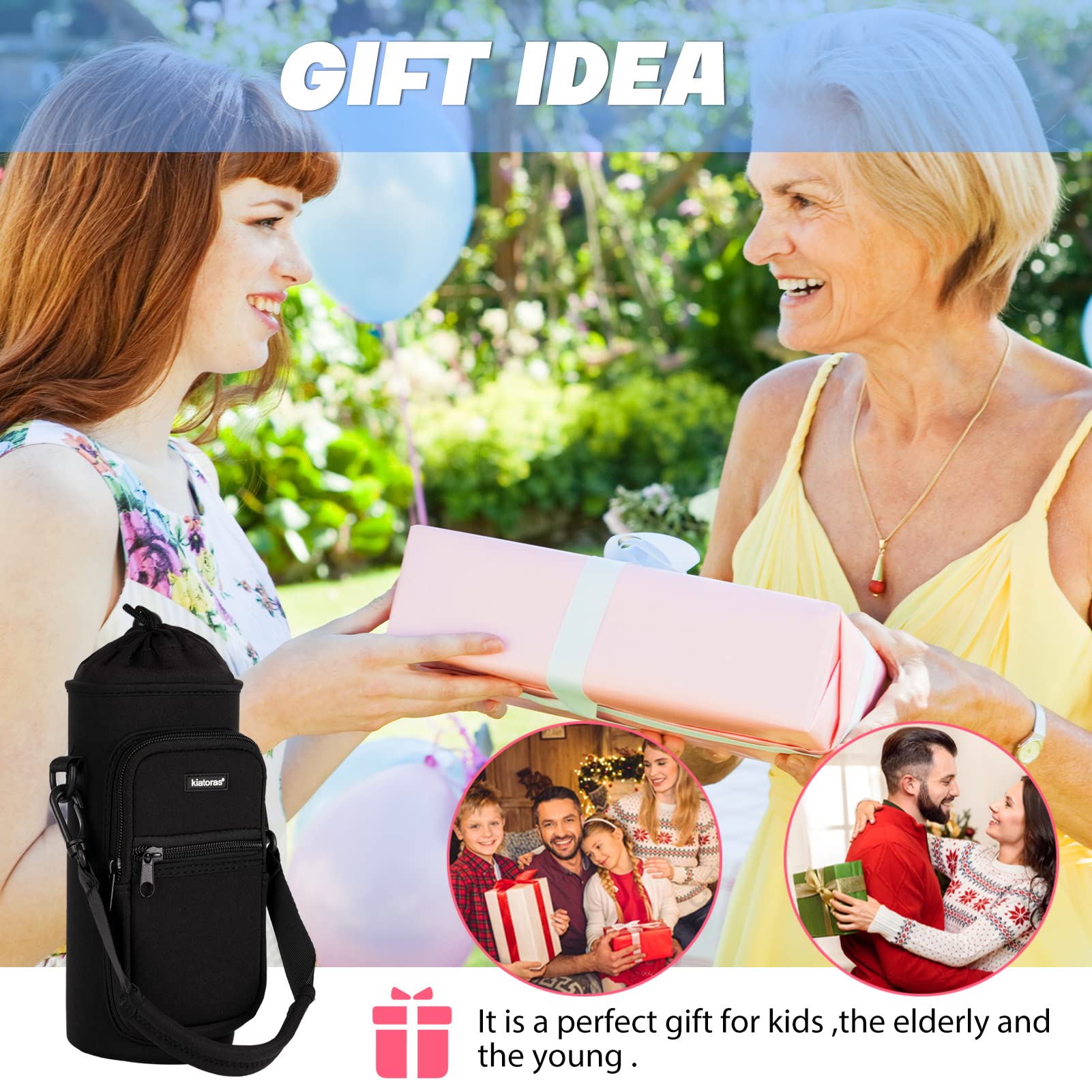Insulated Water Bottle Carrier with Adjustable Shoulder Strap - Crossbody Sling Bag for 18oz, 24oz, 32oz & 40oz Sports Bottles - Perfect for Hiking, Walking, Gym & Outdoor Activities