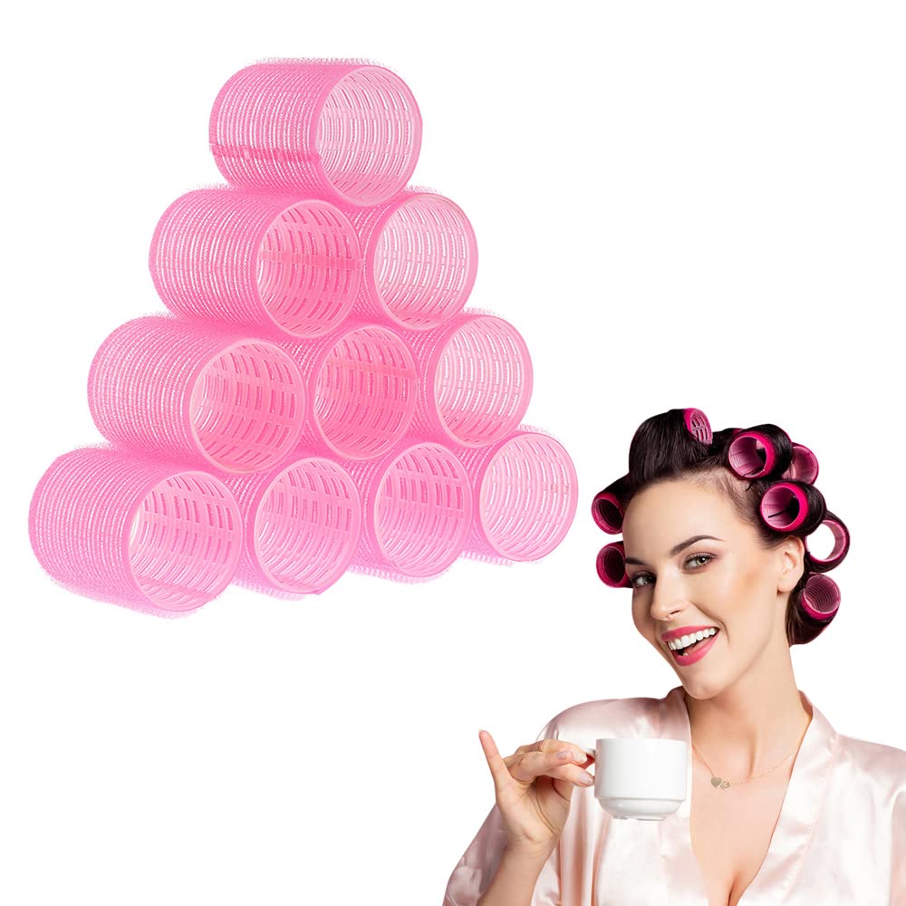 Anself Self-Holding Hair Rollers - 10 Pack Sticky Gripping Rollers for DIY Salon Curls & Waves | Perfect for Home Hair Styling & Professional Use