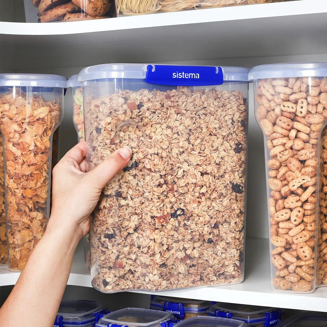 KLIP IT PLUS 4.2L Airtight Cereal Storage Container - Dark Blue Food Saver for Kitchen Pantry Organization & Bulk Food Storage