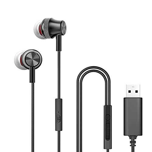 USB Gaming Headset with Microphone for PC - Noise Cancelling Mic, Mute Button & Volume Control - Stereo Sound for Office, Live Streaming, YouTube, TikTok, Video Calls & Vlogging (8.2ft Cable)