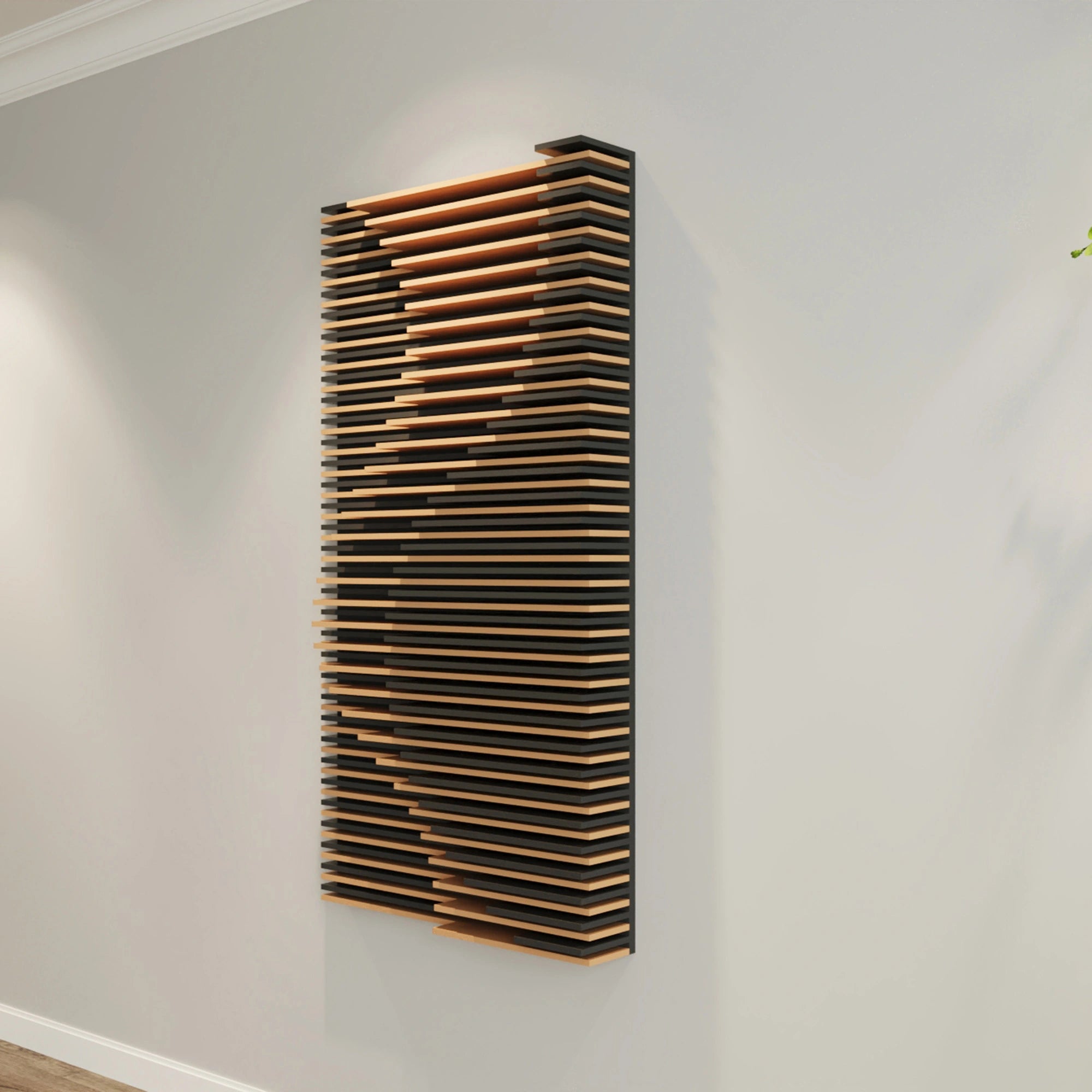 Handmade Dual Tone Parametric Wood Wall Art Decor - Modern Geometric Wooden Panel for Living Room, Bedroom & Office Wall Decor