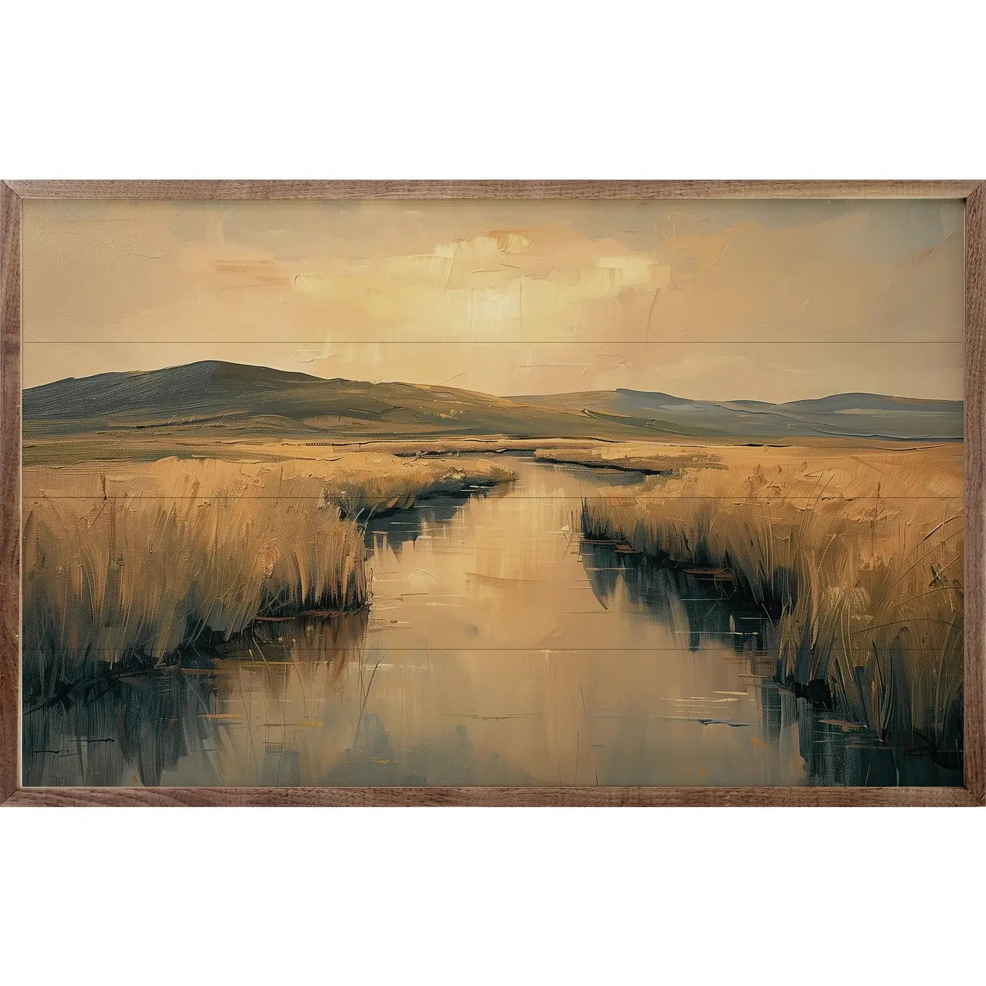 Lowlands Marsh Wood Framed Print - Nature Landscape Wall Art for Living Room, Bedroom & Office Decor