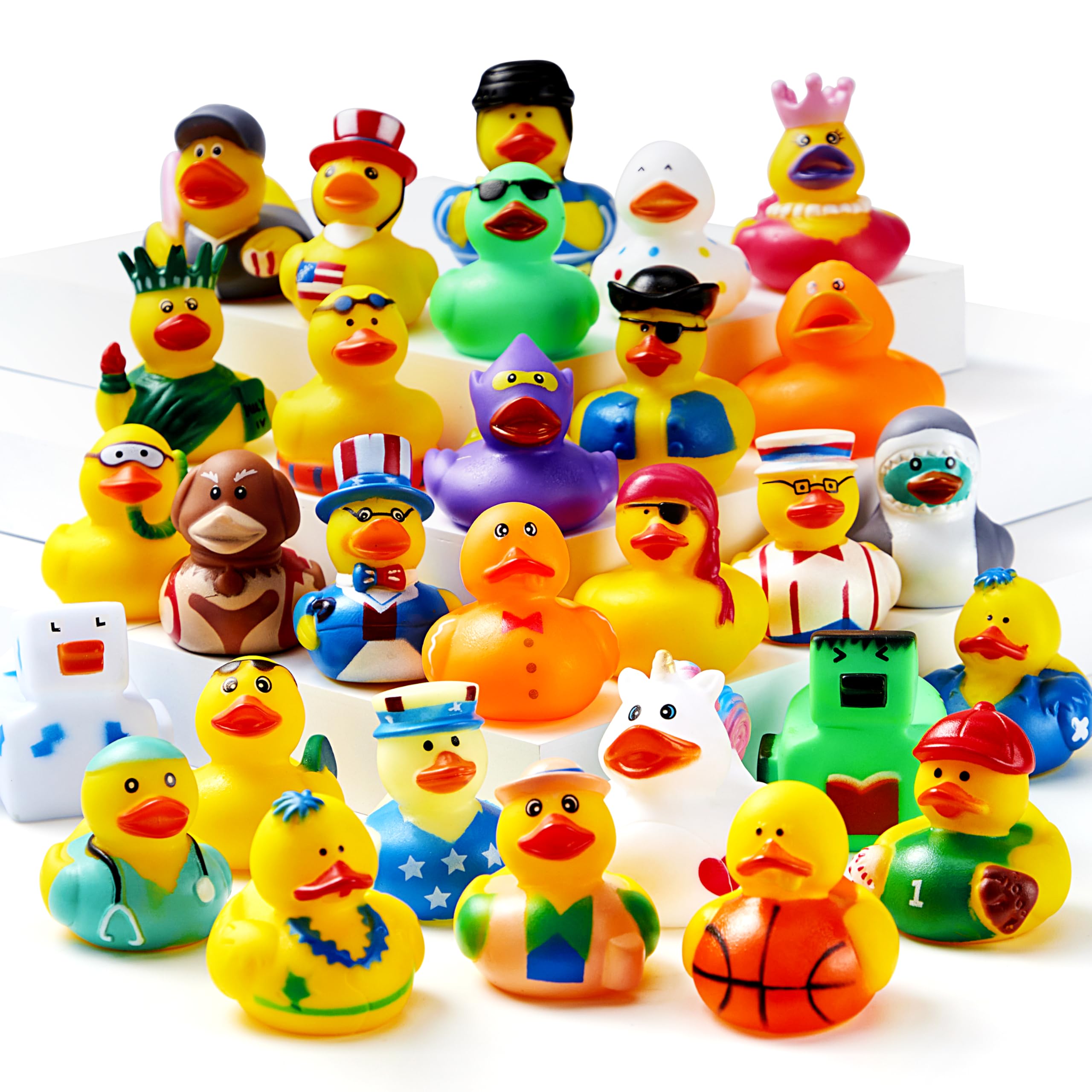 JOYIN 240 Pcs Bulk Rubber Ducks Assortment with Mesh Carry Bag, Mini Rubber Duckies for Toddler Baby Bath Toys, Kids Bath & Pool Party Favors, Birthday Gifts - Fun Water Play for Toddlers, Baby Showers & Birthday Parties