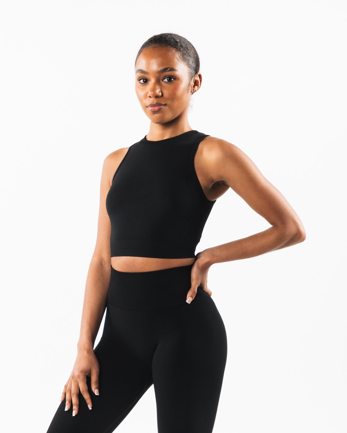 Stratus Crop Tank Top for Women - Black - Perfect for Yoga, Running & Casual Wear