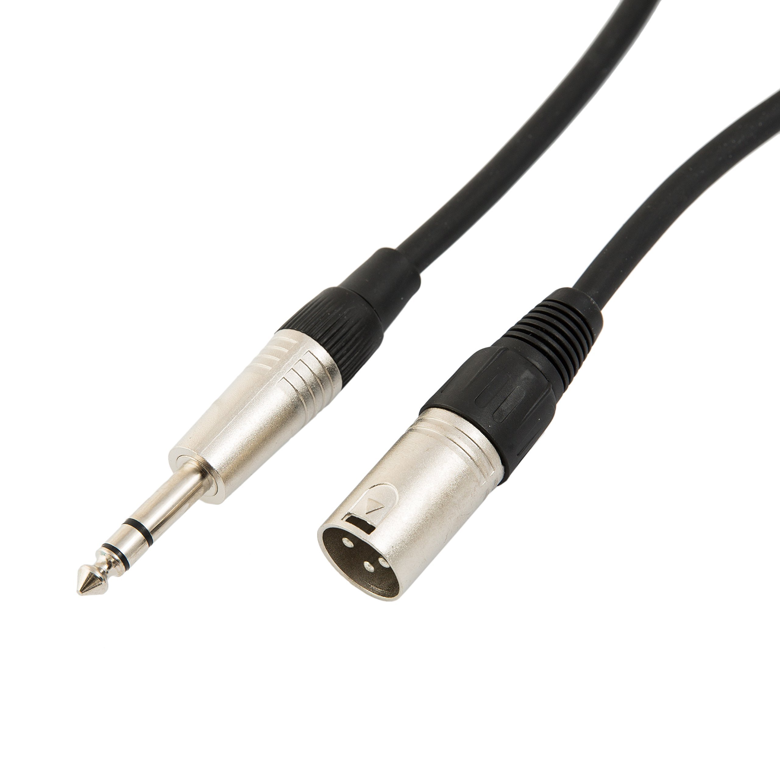 Professional Male XLR to 6.35mm TRS Balanced Audio Cable - 3m Black Shielded Speaker Wire for Studio Equipment, PA Systems & Live Performances