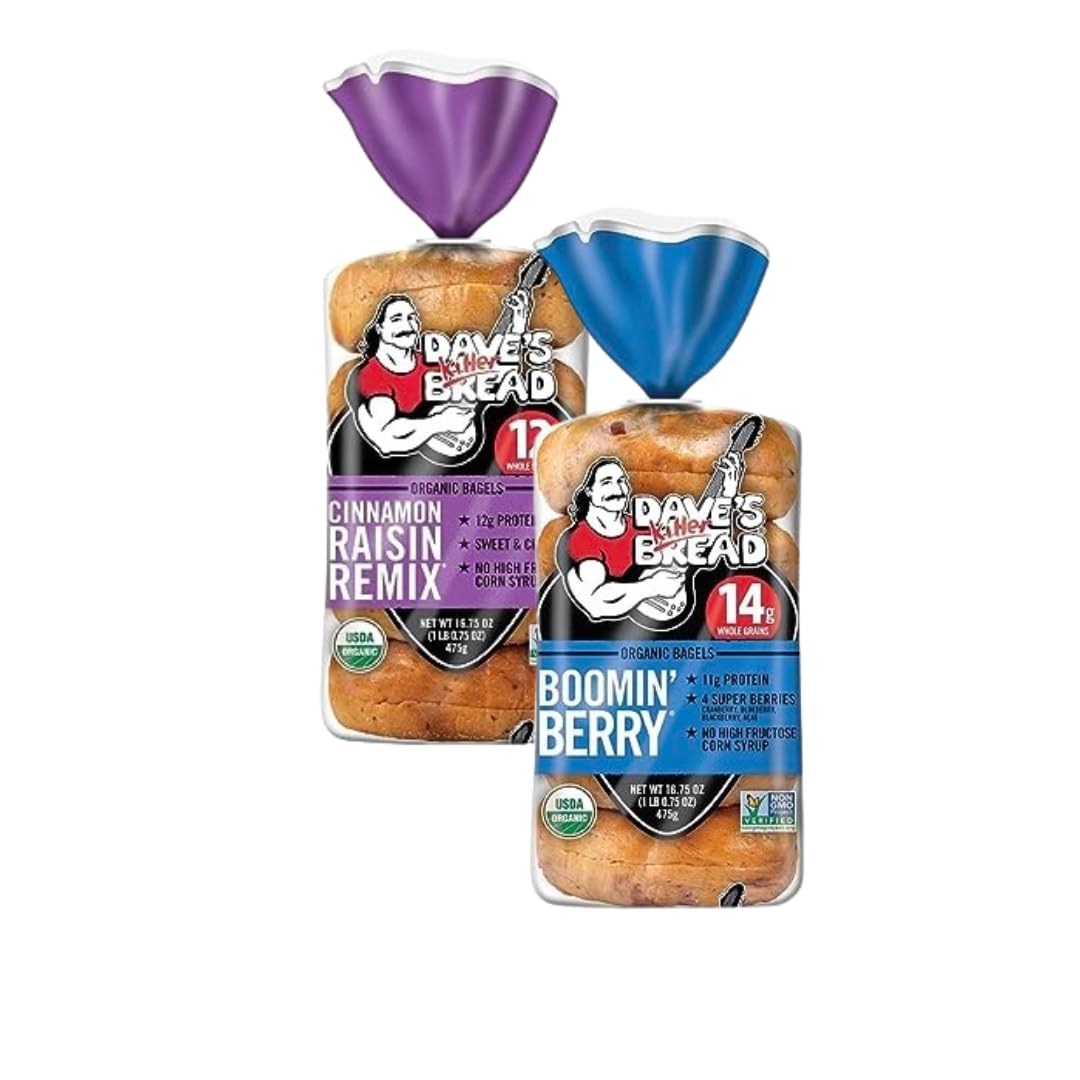 Organic Dave's Killer Bread Boomin' Berry & Raisin' Remix Bagels - 2 Pack | USDA Certified | Healthy Breakfast & Snack for Kids & Adults | Perfect for Sandwiches, Toasting & On-the-Go Meals