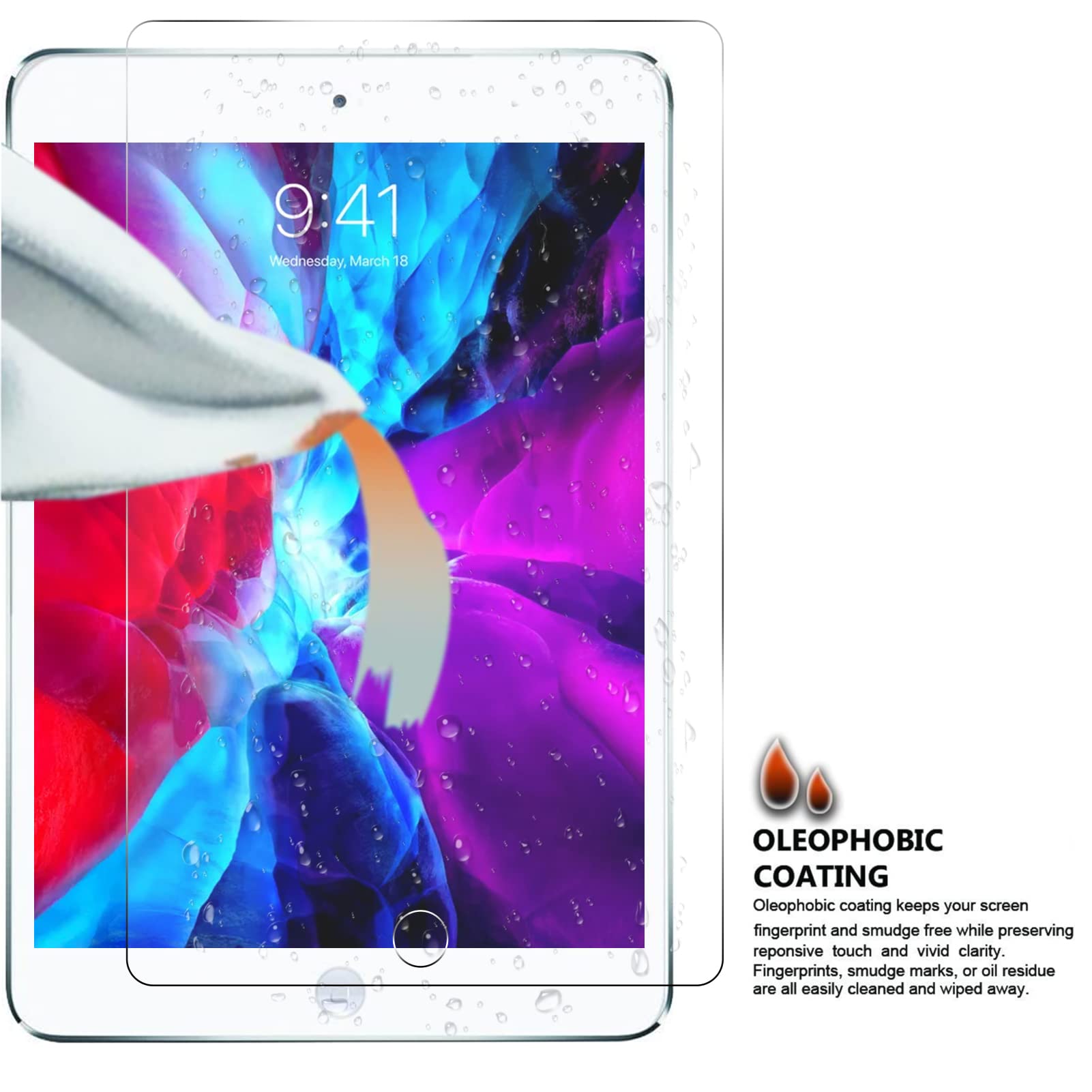 ORIbox 2-Pack Tempered Glass Screen Protector for iPad 6th/5th Gen & iPad 9.7-inch (2018/2017) - Also Compatible with iPad Air/Air 2 | Anti-Scratch, Bubble-Free, Apple Pencil Friendly | Perfect for Work, Study & Entertainment