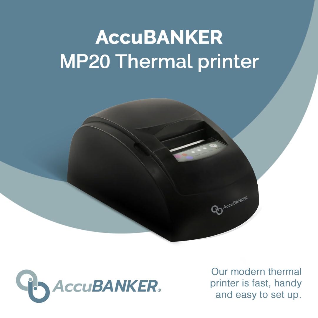 AccuBANKER MP20-510 Thermal Printer for AB510 Bill Counter - Fast & Quiet Bill Verification Reports | Compact Money Counting Accessory for Banks, Retail Stores & Cash Offices (AB510 Compatible)