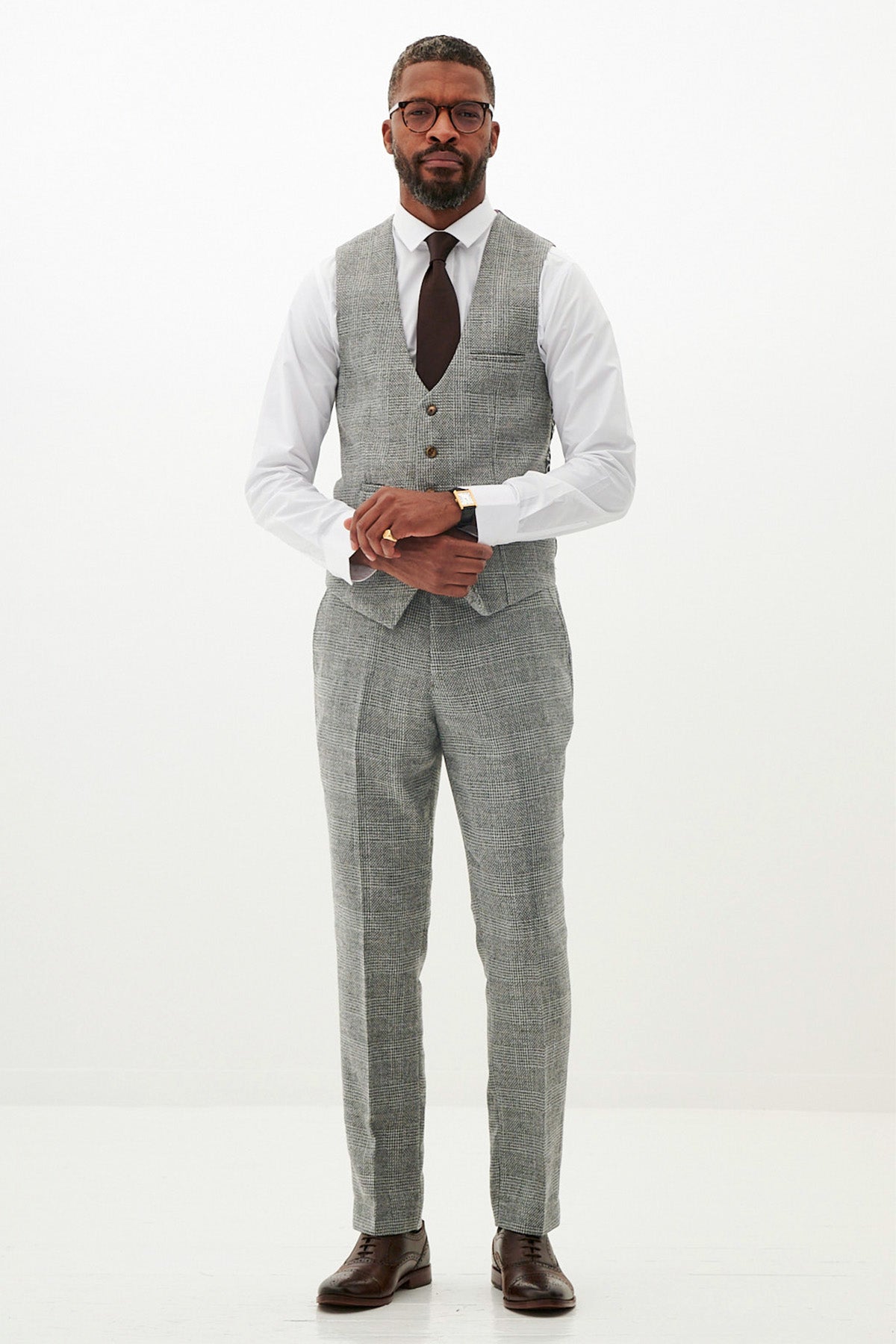 KRIS Women's Silver Grey Tweed Suit Set - Elegant Blazer & Pants Office Wear for Business Professional Women - Perfect for Work, Interviews & Formal Events