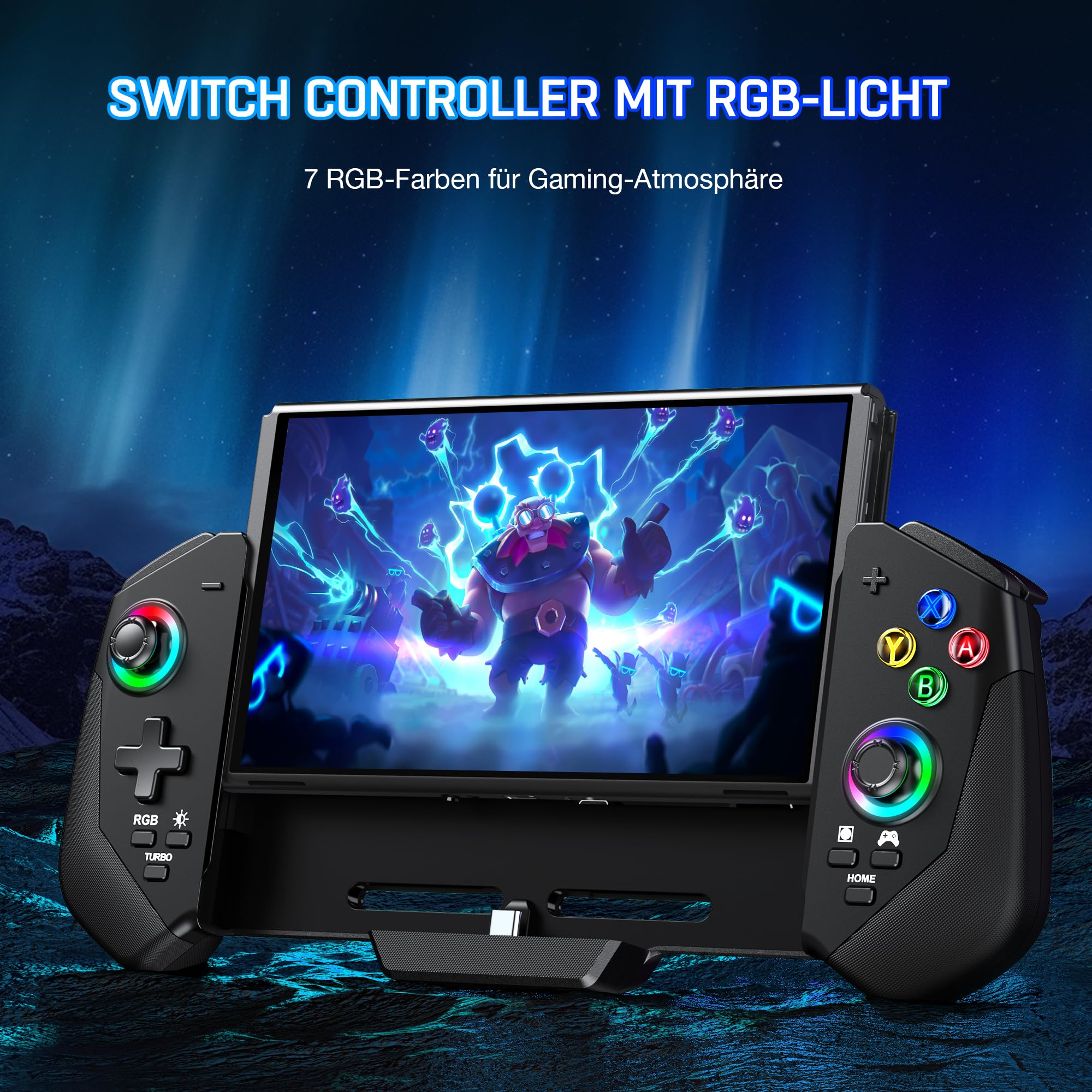 Wireless Switch Controller with Hall Effect Joystick, Turbo Mode, 6-Axis Gyro & Tabletop Stand - Compatible with Nintendo Switch & OLED - Perfect for Gaming, Travel & Home Entertainment
