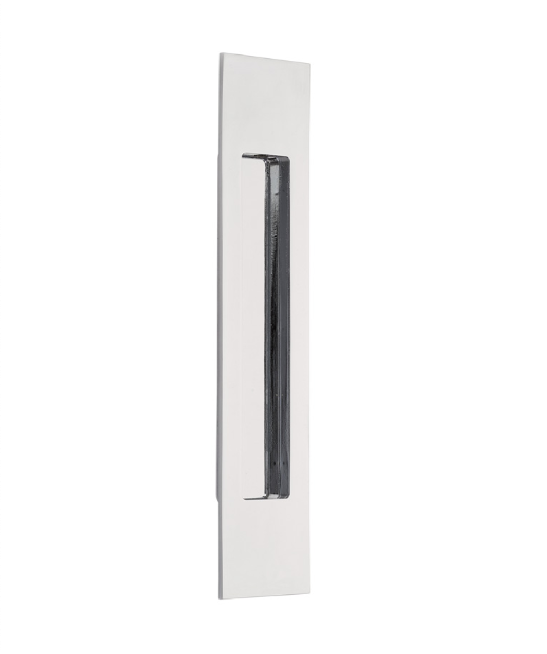 Modern Rectangular Flush Solid Recess Door Pull in Polished Chrome - Sleek Cabinet Handle for Kitchen, Bathroom & Office Furniture - Durable & Stylish Hardware Upgrade