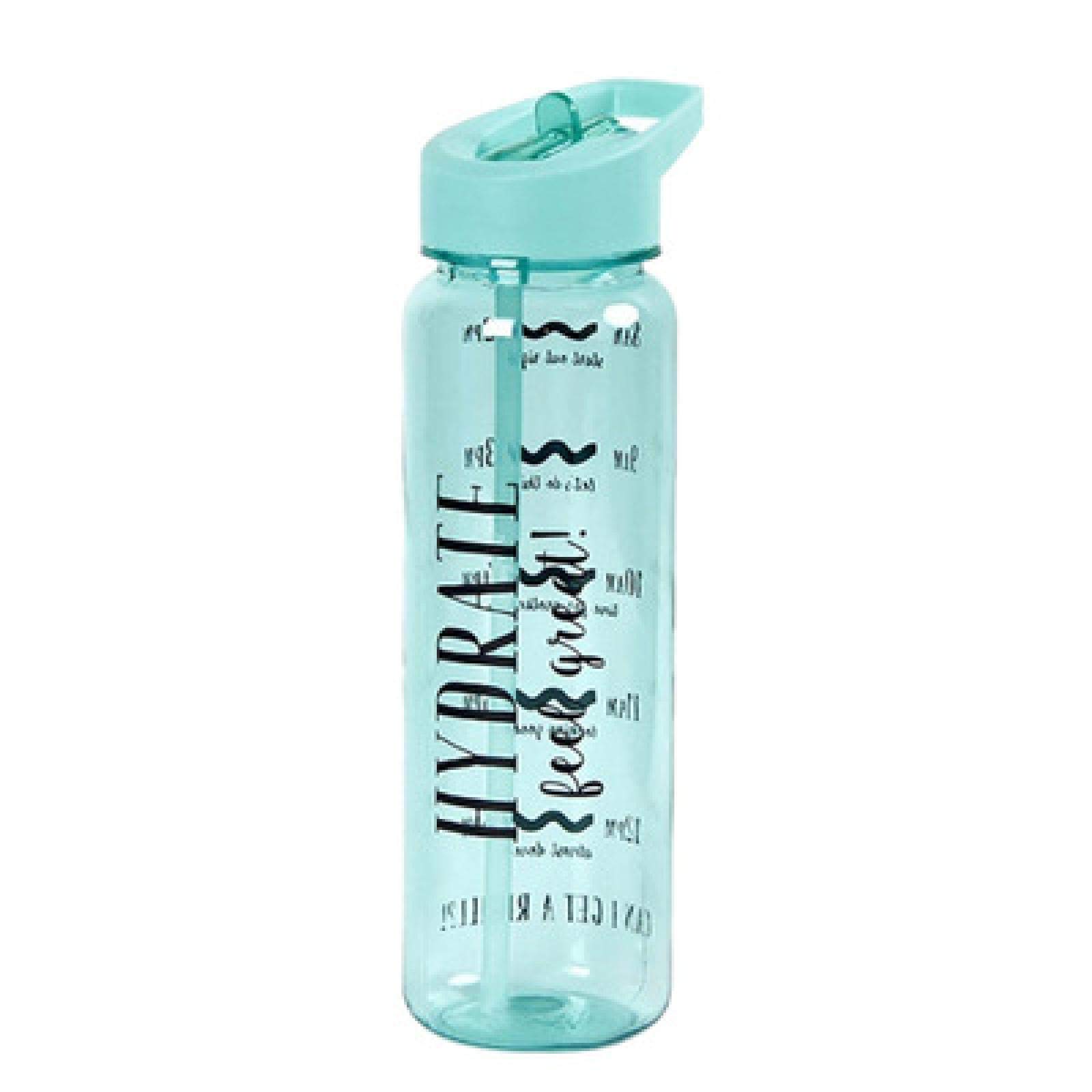 24oz BPA Free Sports Water Bottle with Straw & Time Marker - for Hiking, Gym, Yoga