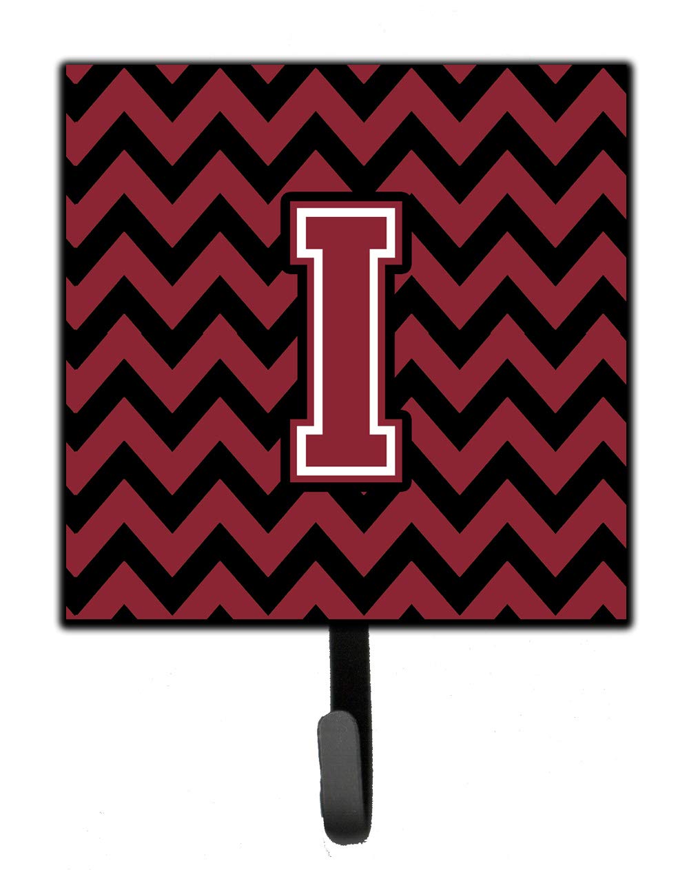Caroline's Treasures CJ1052-ISH4 Letter I Chevron Garnet & Black Wall Hook - Key Holder, Coat Rack, Leash Hanger for Keys, Towels, Aprons & Pet Accessories | Perfect for Entryway, Mudroom & Kitchen Organization