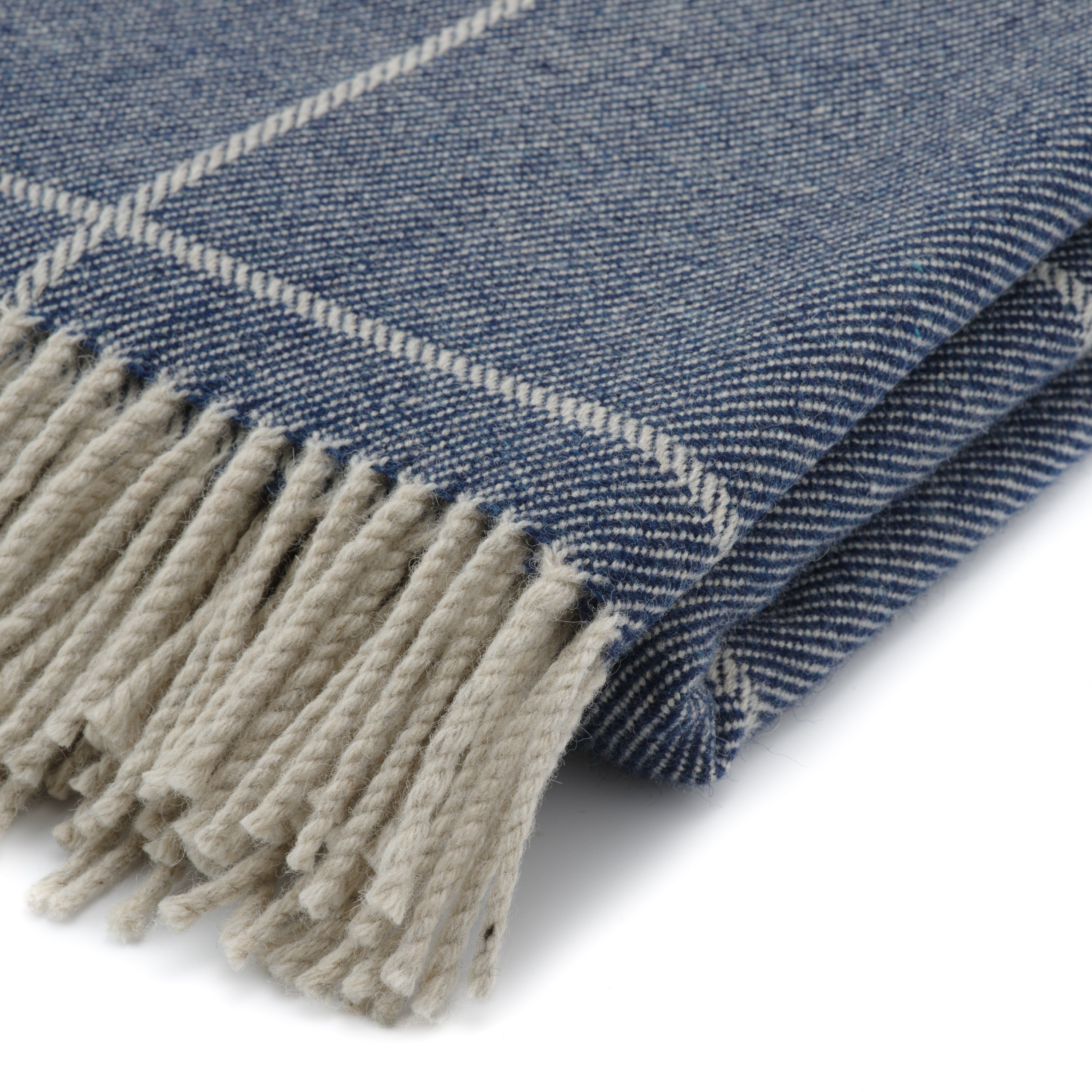 Premium Inchyra Scottish Wool Throw Blanket - Soft Indigo Blue Plaid - Cozy & Warm for Living Room, Bedroom, or Gift Giving