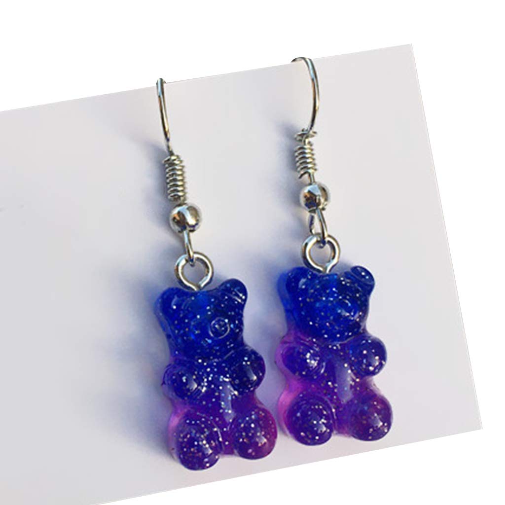 1 Pair Cute Colorful Cartoon Bear Resin Drop Earrings for Women - Sweet Dangle Earrings, Valentine's Day & Birthday Gift Idea - Perfect for Parties, Dating & Casual Wear