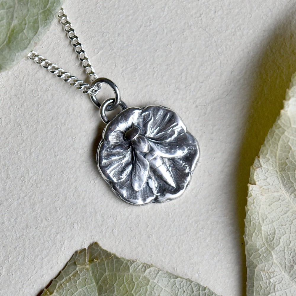 Bee Die Struck Silver Necklace - Handmade Sterling Silver Jewelry for Women, Perfect for Everyday Wear & Special Occasions