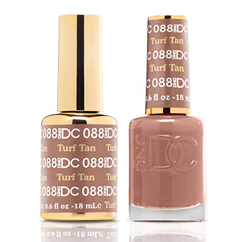 DnD DC Turf Tan #088 UV LED Gel Polish Set - 2x18ml with Free Matching Nail Polish - Long Lasting Salon Quality Manicure Kit for Home & Professional Nail Art