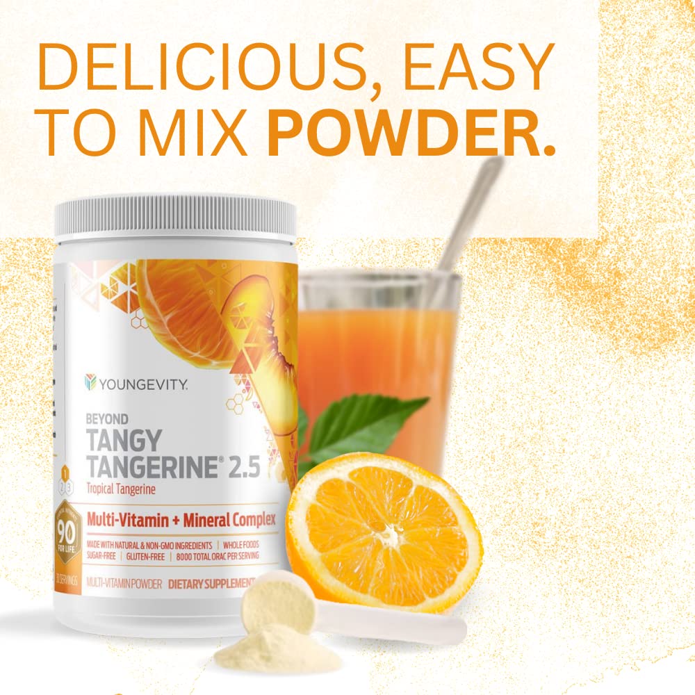Youngevity Beyond Tangy Tangerine 2.5 Tropical Tangerine Ultimate Multi-Vitamin & Mineral Complex - Natural Whole Food Supplement with 8,000 ORAC | Immune Support, Energy Boost, Daily Wellness for Active Lifestyles