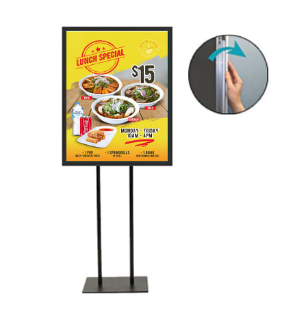 Double Pole Floor Stand 12x20 Sign Holder | 1 1/4