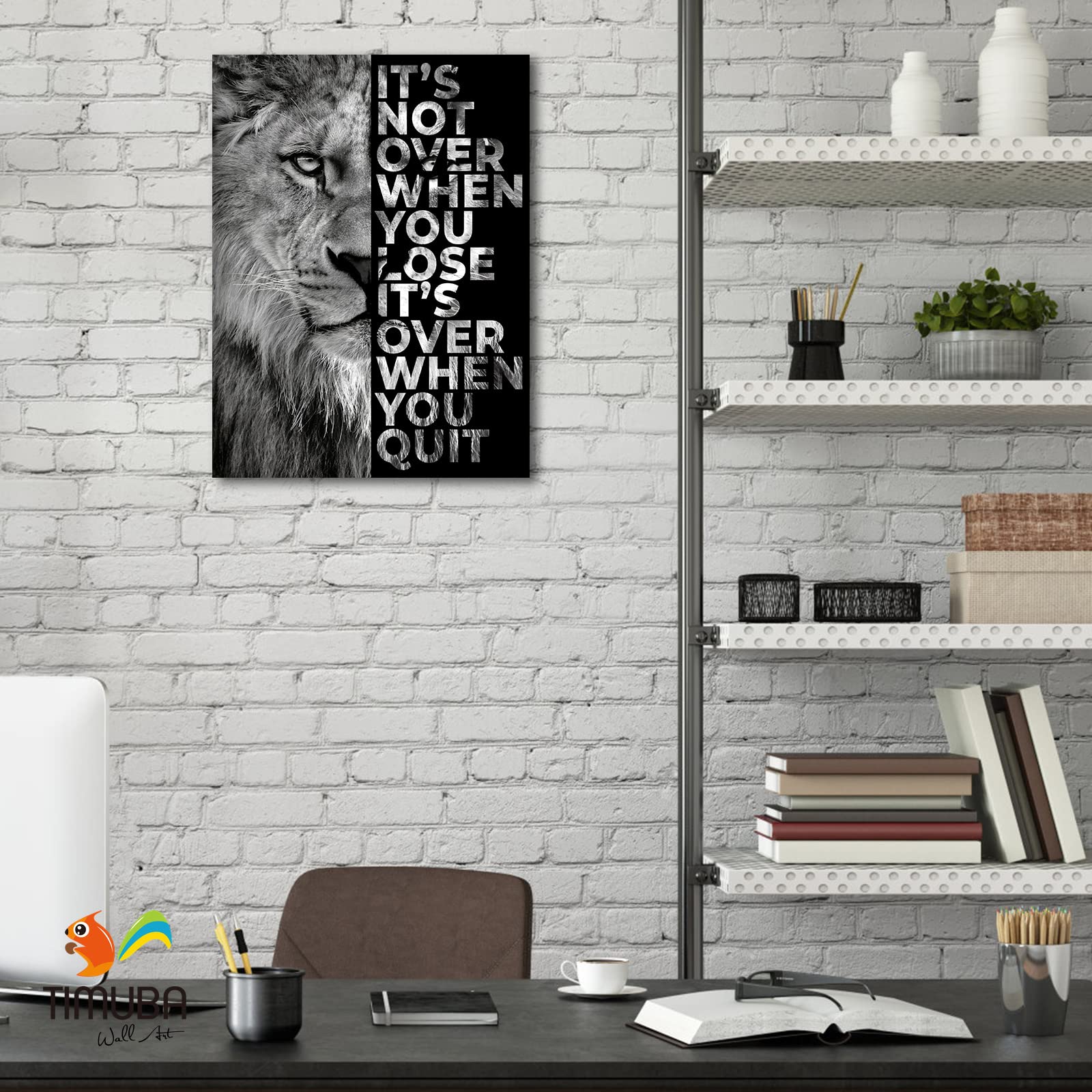 Inspirational Canvas Wall Art with Motivational Quotes - Lion Framed Artwork for Home & Office Decor (32x48 Inches) - Perfect for Living Room, Bedroom, Study or Workspace
