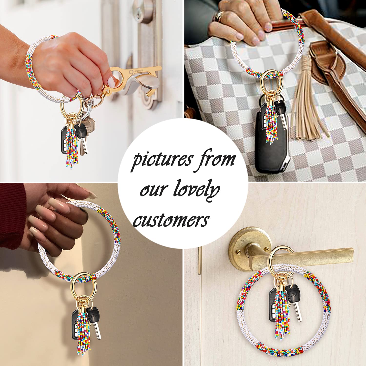 Handmade Beaded Keychain Bracelet for Women - Stylish Tassel Key Ring Holder for House & Car Keys - Boho Wristlet Accessory for Everyday Use, Gifts & Travel