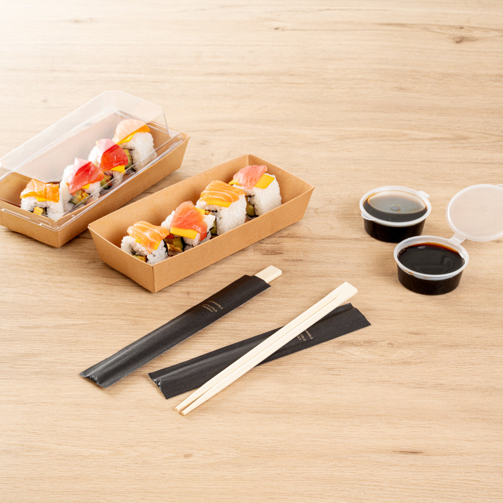 Premium Natural Bamboo Twin Chopsticks with Paper Sleeve - 8.25 Inch, 100 Count Bulk Pack - Eco-Friendly Disposable Utensils for Asian Cuisine, Sushi, Takeout & Home Dining