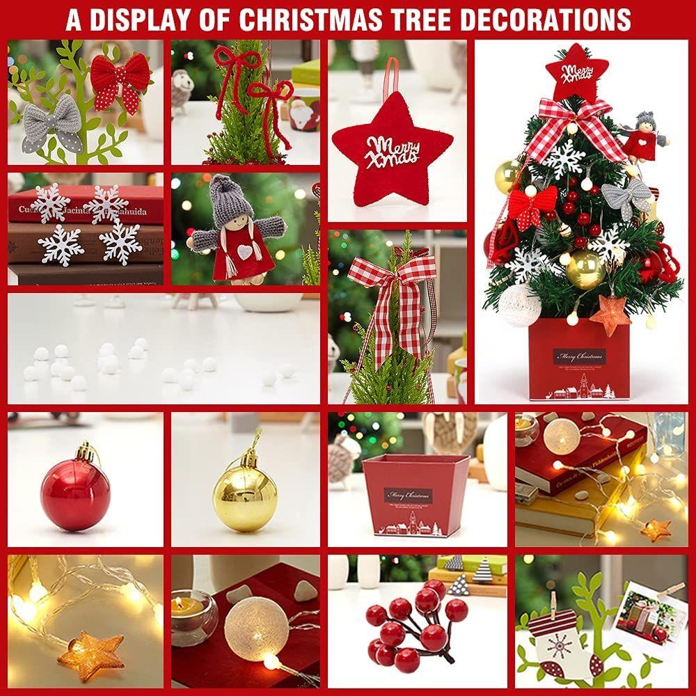 Mini Artificial Christmas Tree for Desktop - Small Holiday Decor for Table, Desk & Countertop - Perfect for Home, Office & Holiday Party Decorations