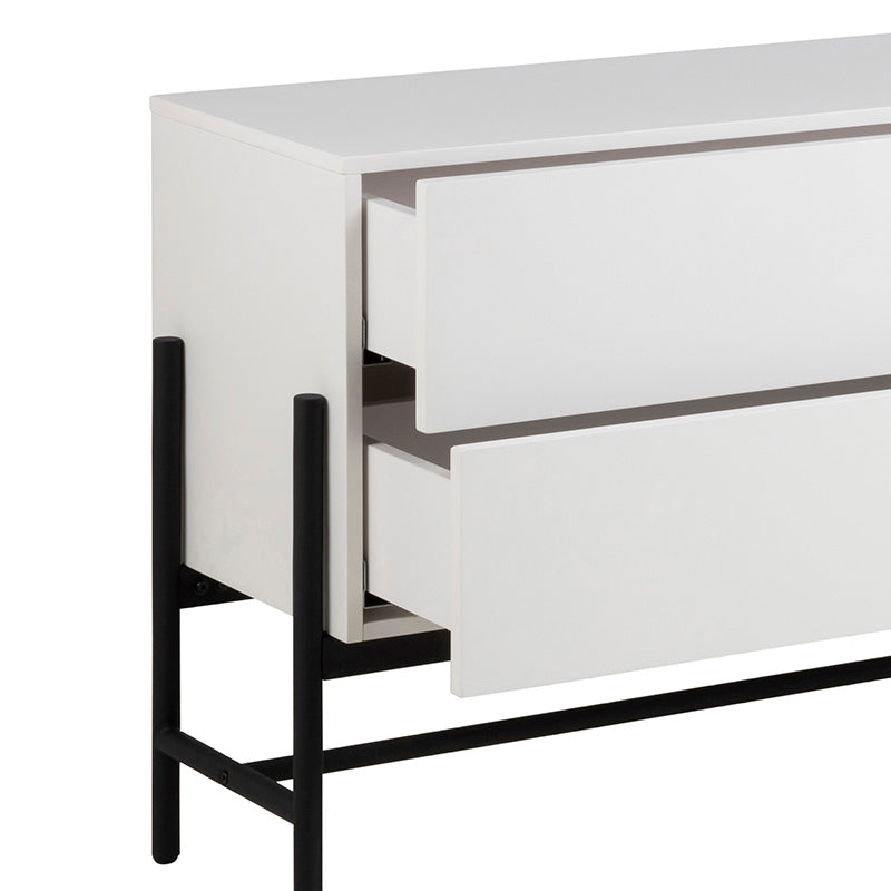 Modern MOGEN Sideboard Buffet Cabinet 185cm - White & Black Finish for Dining Room Storage & Living Room Organization