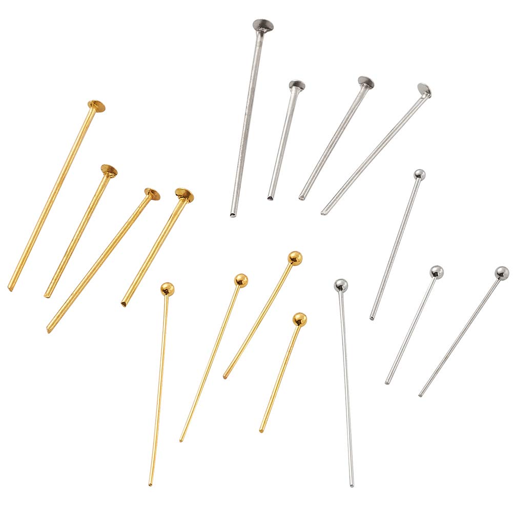1600Pcs/Box Iron Flat Head Pins & Brass Ball Head Pins Set - Gold & Silver DIY Jewelry Making Needles for Beading, Crafting, Earrings & Necklace Accessories Wholesale - Perfect for Jewelry Designers, Craft Enthusiasts & Small Business Owners