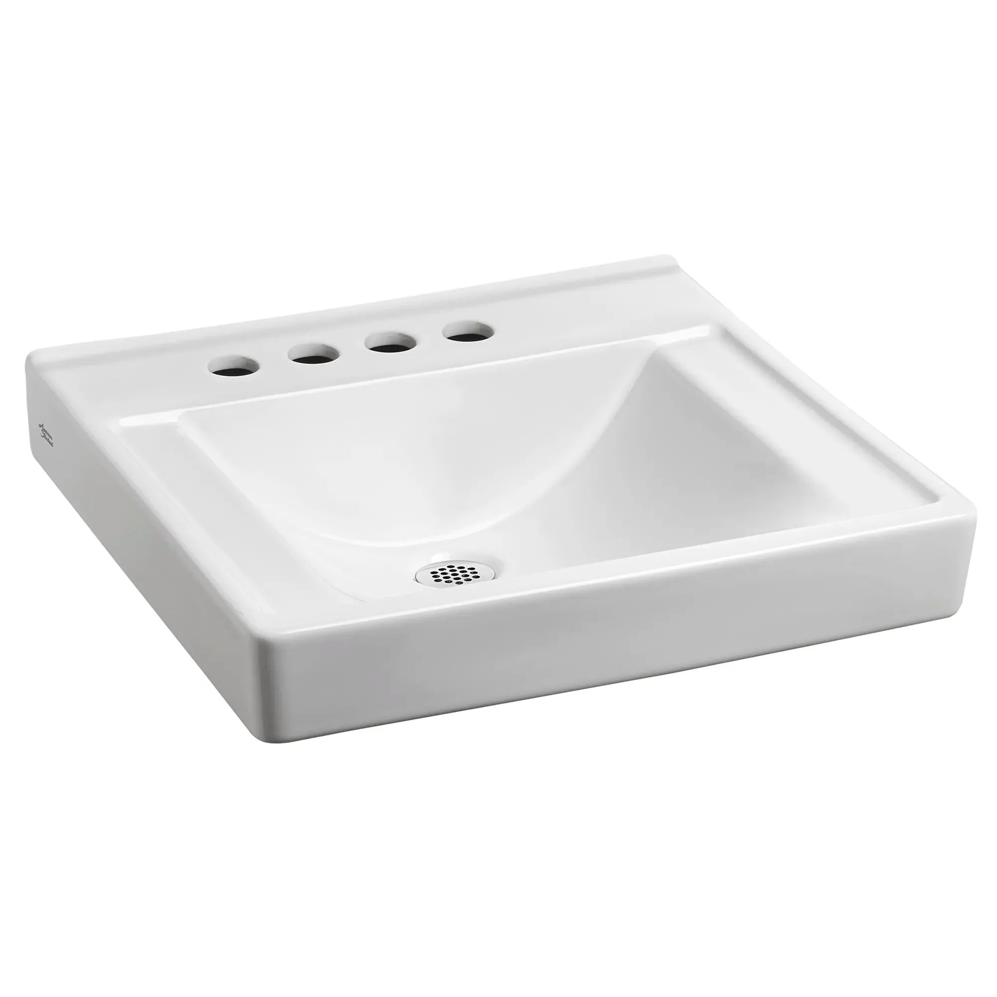 Decorum® Wall Mount EverClean® Bathroom Sink with 4-Inch Centerset Faucet and Extra Left Hand Hole - Perfect for Small Bathrooms, Powder Rooms, and Space-Saving Designs