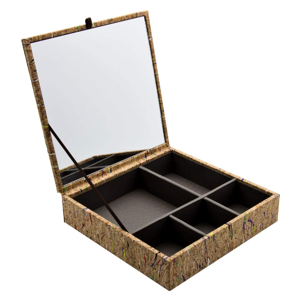 7071 Cork'd Box with Mirror - Silver Decorative Fashion Accessory (1.8 oz/50g) - Perfect for Jewelry Storage, Vanity Organizer & Gift Packaging