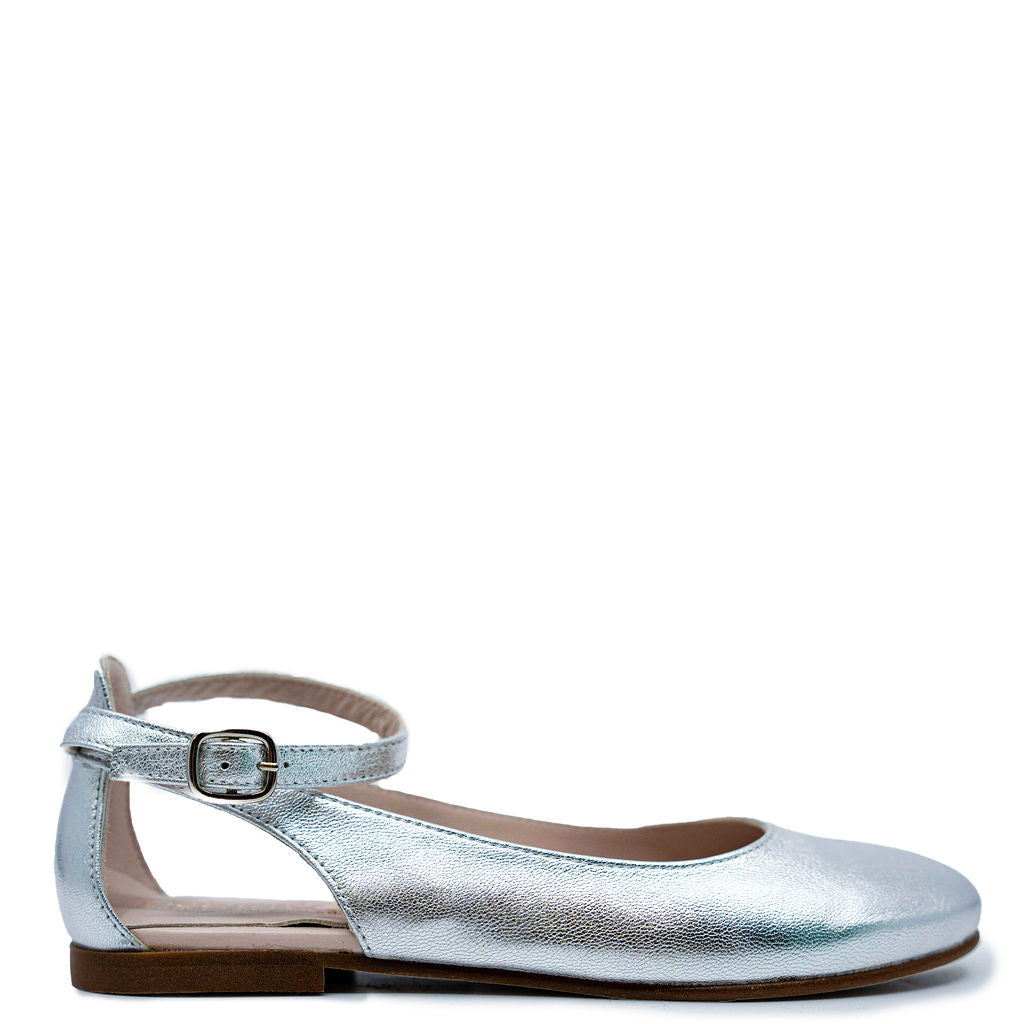 Beberlis Women's Silver Cutout Mary Jane Flats - Comfortable & Stylish Shoes for Work, Party, and Casual Outfits