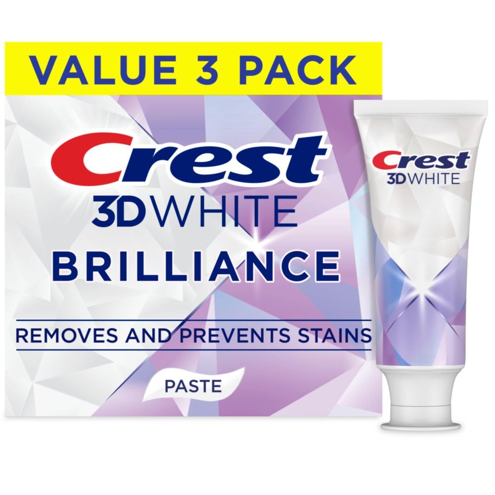 Crest 3D White Brilliance Bright Mint Teeth Whitening Toothpaste - 4.3 oz (Pack of 3) | 100% More Stain Removal, 24-Hour Protection | Whiter Teeth in 3 Days | Perfect for Daily Use & Special Occasions
