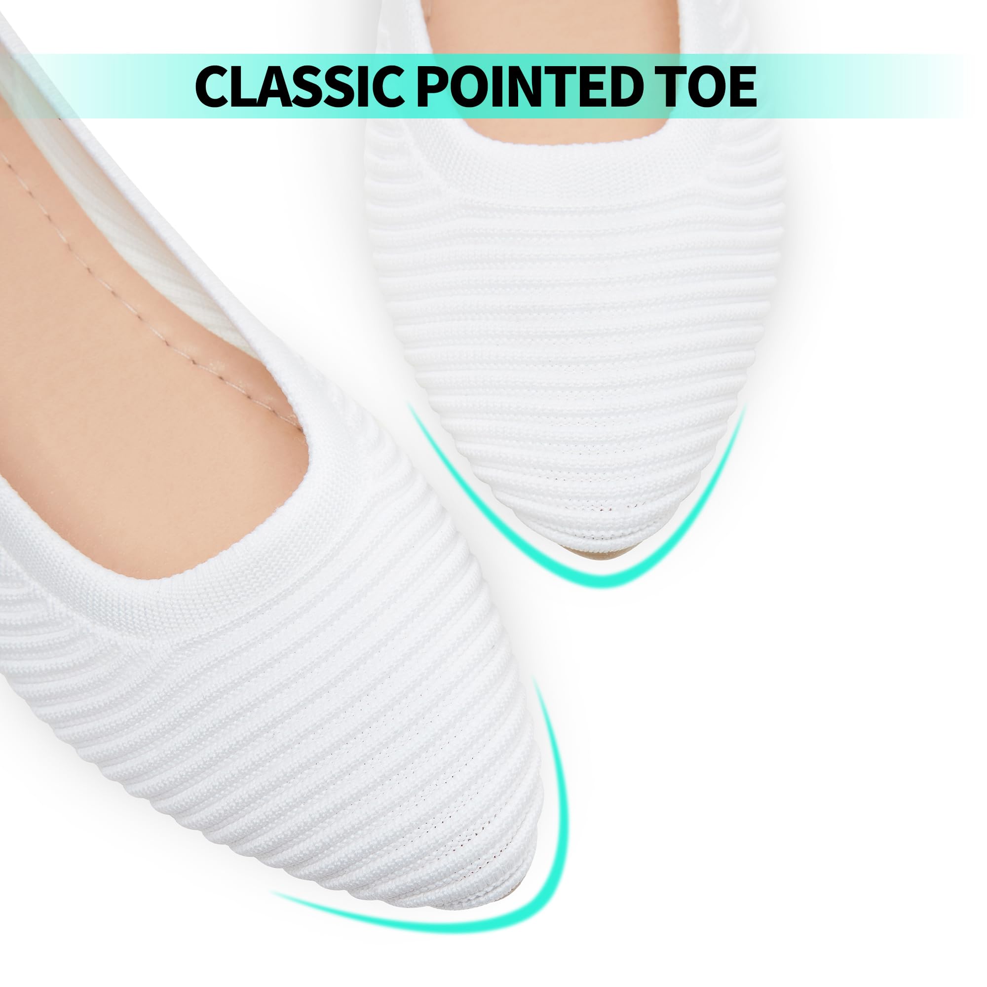 ALTOCIS Women's Knit Ballet Flats - Comfortable Pointed Toe Dress Shoes for Ladies - Soft Casual Ballerina Walking Flats - Perfect for Office, Travel & Everyday Wear